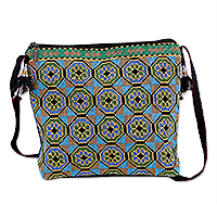 Embroidered sling, 'Primaveral Mosaic' - Floral Mosaic-Inspired Iroki Embroidered Sling with Tassels