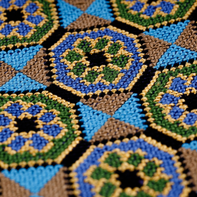 Embroidered sling, 'Primaveral Mosaic' - Floral Mosaic-Inspired Iroki Embroidered Sling with Tassels