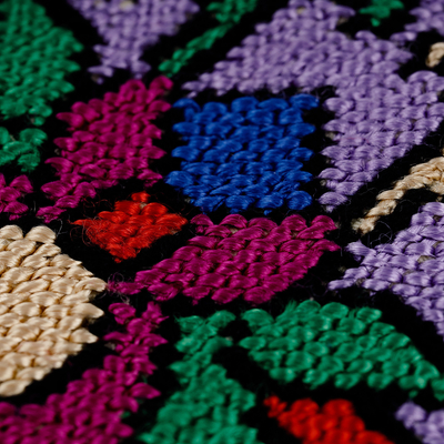 Embroidered silk wristlet, 'Sweet Gardens' - Classic Floral Iroki Embroidered Silk Zippered Wristlet