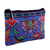 Embroidered silk cosmetic bag, 'Magic Bouquet' - Classic Floral Iroki Embroidered Blue Silk Cosmetic Bag