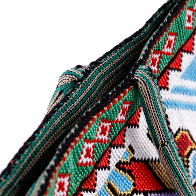 Embroidered shoulder bag, 'Uzbekistan's Blue Dream' - Floral Iroki Embroidered Blue and Green Shoulder Bag