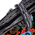 Bolso de mano bordado en punto de cruz - Bolso de mano bordado Iroki vibrante con tema de Paisley en negro