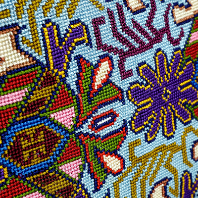 Iroki embroidered cushion cover, 'Garden Majesty' - Cushion Cover Iroki Floral Hand Embroidery