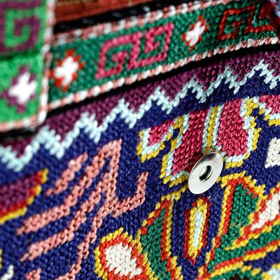 Hand-embroidered iroki tote bag, 'Alluring Flora' - Tote Bag with Floral Iroki Hand Embroidery from Uzbekistan
