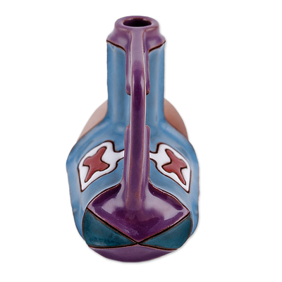 Ceramic decorative vase, 'Nautical Tradition' - Traditional Nautical Ceramic Decorative Vase in Blue