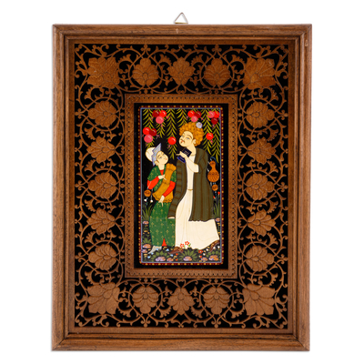'Layla and Majnun II' - Folk Art Crafted in Uzbek Lacquer Miniature Painting Style
