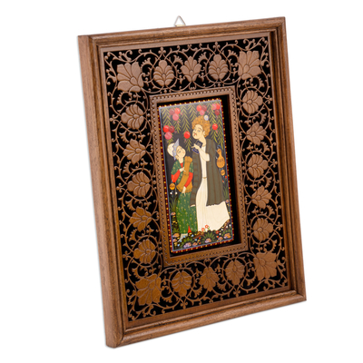 'Layla and Majnun II' - Arte popular elaborado en estilo de pintura en miniatura de laca uzbeka