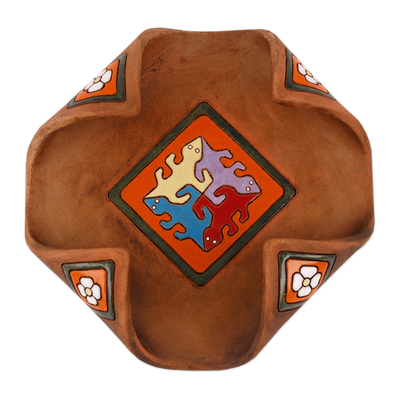 Cajón de cerámica - Catchall de cerámica uzbeka elaborado y pintado a mano