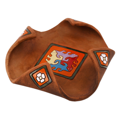 Cajón de cerámica - Catchall de cerámica uzbeka elaborado y pintado a mano
