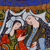 'Farhod and Shirin IV' - Pintura de acuarela de arte popular de pareja y pavos reales