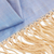 Mantón de seda - Mantón de seda azul a rayas tejido a mano con flecos