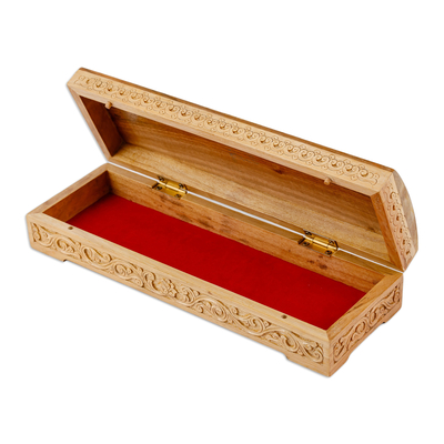 Joyero de madera - Joyero tradicional de madera de nogal tallado a mano.