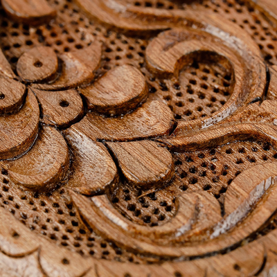 imán de madera - Imán de madera de nogal floral en forma de cachemira tallado a mano