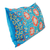 Silk and cotton cushion cover, 'Silk Spring' - Suzani Embroidered Floral Blue Silk Cushion Cover