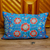 Silk and cotton cushion cover, 'Silk Spring' - Suzani Embroidered Floral Blue Silk Cushion Cover