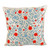 Silk and cotton cushion cover, 'Majestic Pom' - Pomegranate-Themed Blue and Red Silk Blend Cushion Cover