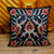 Silk and cotton cushion cover, 'Arcadia Nights' - Classic Leafy Embroidered Black Silk Blend Cushion Cover