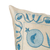 Silk and cotton cushion cover, 'Prosperity in Heaven' - Pomegranate and Leaf-Themed Beige and Blue Cushion Cover