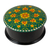 Papier mache jewelry box, 'Primavera in Green' - Floral Round Black and Green Papier Mache Jewelry Box
