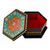 Papier mache jewelry box, 'Altar to Splendor' - Floral Hexagon-Shaped Teal and Red Papier Mache Jewelry Box