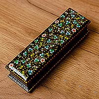 Papier mache jewelry box, 'Floral Customs' - Hand-Painted Floral Papier Mache Jewelry Box from Uzbekistan