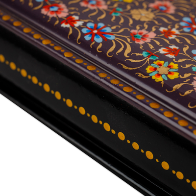 Papier mache jewellery box, 'Luxury Eden' - Hand-Painted Multicolour Floral Papier Mache jewellery Box