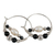 Obsidian and cultured pearl hoop earrings, 'Triumphant Me' - Cultured Pearl and Natural Obsidian Beaded Hoop Earrings