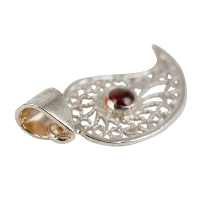 Collar colgante de filigrana granate - Collar con colgante de chile en filigrana de plata 925 granate