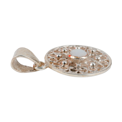 Achat-Anhänger-Halskette - Herzförmige Halskette mit rundem Achat-Anhänger aus Sterlingsilber