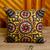 Embroidered silk cushion cover, 'Yellow Palace' - Iroqi Embroidered Floral Silk Cushion Cover in Yellow