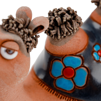 Ceramic figurine, 'Serene Camel' - Handcrafted Floral Ceramic Camel Figurine from Uzbekistan