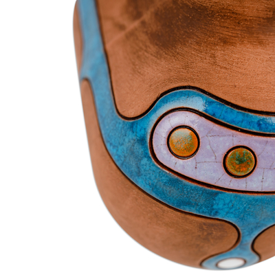 Jarrón decorativo de cerámica - Jarrón decorativo de cerámica azul y marrón hecho a mano clásico