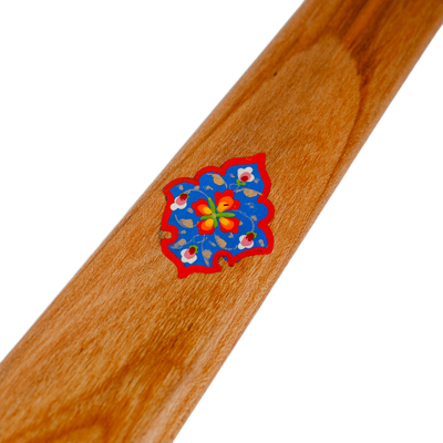 calzador de madera - Calzador de madera de cerezo tallado a mano con motivo floral clásico