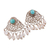 Cultured pearl filigree chandelier earrings, 'Islander Elysium' - Pearl and Recon Turquoise Filigree Chandelier Earrings