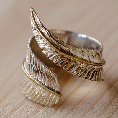 Sterling silver wrap ring, 'Feather Victory' - High-Polished Feather-Shaped Sterling Silver Wrap Ring