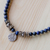 Lapis lazuli beaded choker pendant necklace, 'True History' - Cultural Natural Lapis Lazuli Choker Pendant Necklace