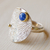 Lapis lazuli cocktail ring, 'Space of Truth' - Modern Textured Round Natural Lapis Lazuli Cocktail Ring