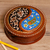 Joyero de madera - Joyero de madera de nogal con temática floral y paisley en azul