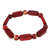 Jasper beaded stretch bracelet, 'Fire Liberty' - Handmade Jasper and Wood Beaded Stretch Bracelet in Red