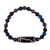 Multi-gemstone beaded stretch pendant bracelet, 'Blue Fate' - Multi-Gemstone Beaded Dzi Pendant Bracelet in Blue