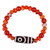 Karneol- und Achatperlen-Stretcharmband - Armband mit Karneol- und Achatperlen-Dzi-Anhänger in Orange