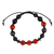 Multi-gemstone beaded macrame bracelet, 'Orange Realms' - Adjustable Orange and Black Multi-Gemstone Beaded Bracelet