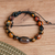 Multi-gemstone beaded macrame bracelet, 'Weaving Courage' - Multi-Gemstone Black Waxed Nylon Macrame Bracelet