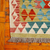 Alfombra de lana, (3x5) - Alfombra de lana con temática de rombos de 3x5 anudada a mano en Uzbekistán