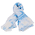 Wool felted silk scarf, 'From Heaven' - Abstract Soft White Silk Scarf with Blue Wool Felt Accents