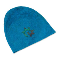 Wool felt hat, 'Journey to the Island' - Teal and Green Wool Felt Hat with Kazakh Symbol