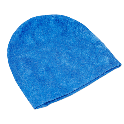 Sombrero de fieltro de lana - Sombrero de fieltro de lana azul elaborado en Kazajstán