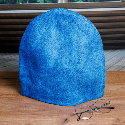 Wool felt hat, 'Journey to the Sea' - Blue Wool Felt Hat Crafted in Kazakhstan