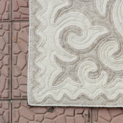 Wool area rug, 'The Celestial Realm' (2.5x4) - Handmade Wool Shyrdak Area Rug in Ivory and White (2.5x4)