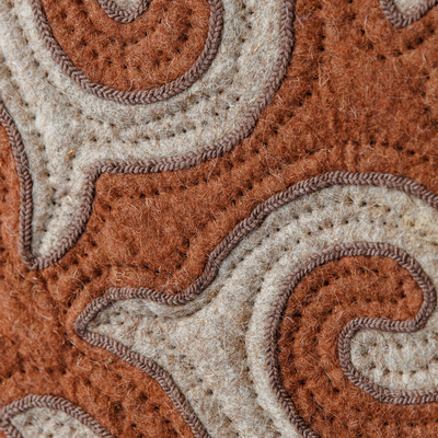 Alfombra de lana, (2,5x4) - Alfombra clásica de lana Shyrdak marrón y beige (2,5 x 4)